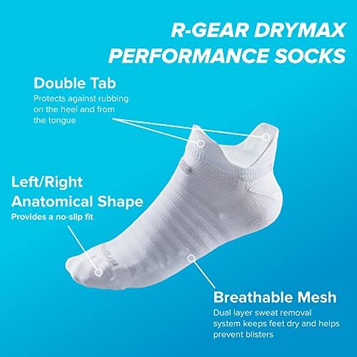 R-Gear Drymax Tab Tab Gabs עבור גברים ונשים | נשימה, בקרת לחות ואנטי שלפוחית ​​| 3 חבילות
